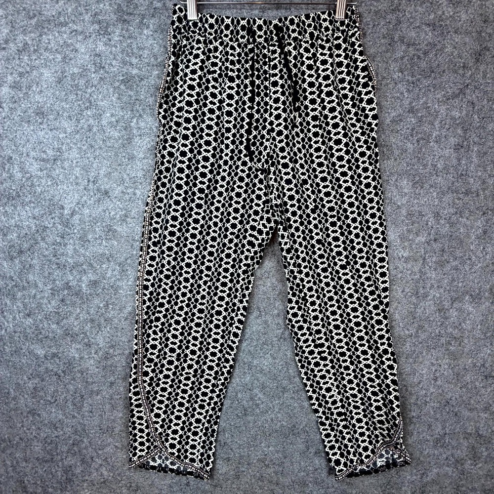 Anthropologie‎ Hei Hei Cropped Pants Womens XS Black White Geometric Tapered Leg